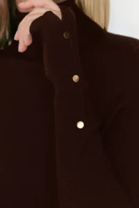 TRENDYOLMİLLA Brown Mercerized Look Premium Thread / Special Thread Basic Knitwear Sweater - Image 4