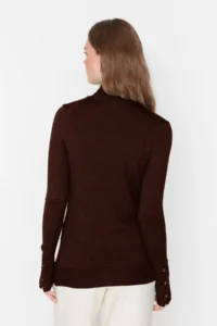 TRENDYOLMİLLA Brown Mercerized Look Premium Thread / Special Thread Basic Knitwear Sweater - Image 5