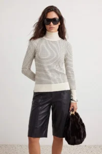 TRENDYOLMİLLA Ecru*001 Mercerized Look Premium Thread / Special Thread Basic Knitwear Sweater - Image 2
