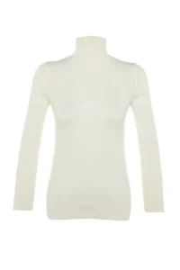TRENDYOLMİLLA Ecru Mercerized Look Crop Premium Thread / Special Thread Basic Knitwear Sweater - Image 13