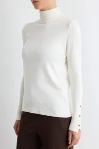 TRENDYOLMİLLA Ecru Mercerized Look Crop Premium Thread / Special Thread Basic Knitwear Sweater - Image 3