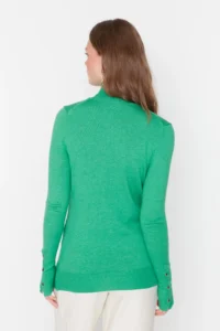 TRENDYOLMİLLA Emerald Green Mercerized Look Premium Thread / Special Thread Basic Knitwear Sweater - Image 5