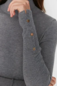 TRENDYOLMİLLA Gray Mercerized Look Premium Thread / Special Thread Basic Knitwear Sweater - Image 4