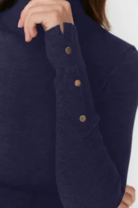 TRENDYOLMİLLA NAVY BLUE Mercerized Look Premium Thread / Special Thread Basic Knitwear Sweater - Image 4