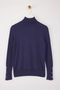 TRENDYOLMİLLA NAVY BLUE Mercerized Look Premium Thread / Special Thread Basic Knitwear Sweater - Image 6