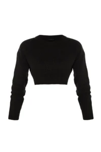 TRENDYOLMİLLA Black Super Crop Basic Knitwear Sweater - Image 6