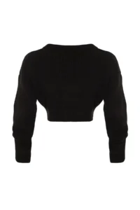 TRENDYOLMİLLA Black Super Crop Basic Knitwear Sweater - Image 8