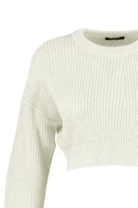TRENDYOLMİLLA Ecru Super Crop Basic Knitwear Sweater - Image 7