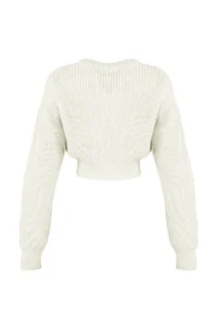 TRENDYOLMİLLA Ecru Super Crop Basic Knitwear Sweater - Image 8
