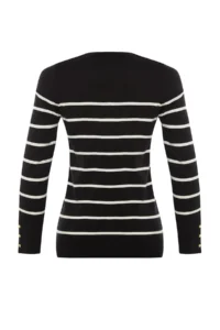 TRENDYOLMİLLA Black Mercerized Look Premium Thread / Special Thread Striped Knitwear Sweater - Image 8