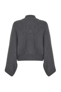 TRENDYOLMİLLA Anthracite Wide Pattern Spanish Arm Knitwear Sweater - Image 11