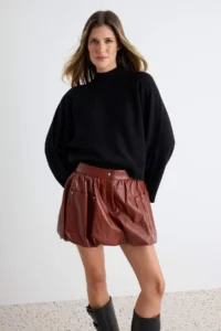 TRENDYOLMİLLA Black Wide Pattern Spanish Arm Knitwear Sweater - Image 2