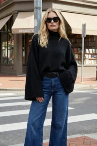 TRENDYOLMİLLA Black Wide Pattern Spanish Arm Knitwear Sweater - Image 6