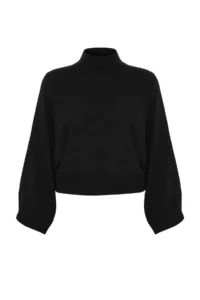TRENDYOLMİLLA Black Wide Pattern Spanish Arm Knitwear Sweater - Image 9