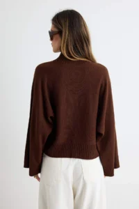 TRENDYOLMİLLA Brown Wide Pattern Spanish Arm Knitwear Sweater - Image 5