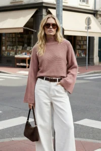 TRENDYOLMİLLA Dusty ROSE Wide Pattern Spanish Arm Knitwear Sweater