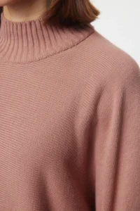 TRENDYOLMİLLA Dusty ROSE Wide Pattern Spanish Arm Knitwear Sweater - Image 5
