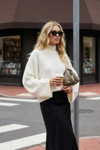 TRENDYOLMİLLA Ecru Wide Pattern Spanish Arm Knitwear Sweater
