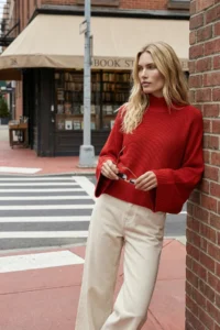 TRENDYOLMİLLA Red Wide Pattern Spanish Arm Knitwear Sweater