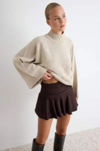 TRENDYOLMİLLA Stone Wide Pattern Spanish Arm Knitwear Sweater - Image 2