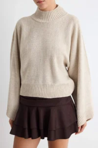 TRENDYOLMİLLA Stone Wide Pattern Spanish Arm Knitwear Sweater - Image 3