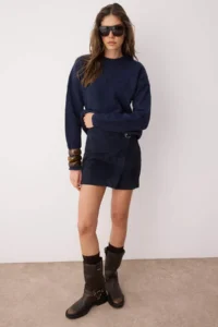 TRENDYOLMİLLA NAVY BLUE*001 Wide Pattern Plain textured Knitwear Sweater - Image 2