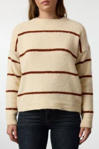 TRENDYOLMİLLA Stone Striped Wide Pattern textured Knitwear Sweater - Image 4