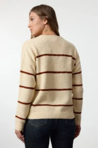 TRENDYOLMİLLA Stone Striped Wide Pattern textured Knitwear Sweater - Image 5