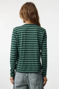 TRENDYOLMİLLA Petrol-MINT Striped Regular/Normal Pattern Basic Crew Neck Knitting T-Shirt - Image 9