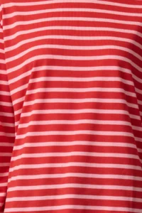 TRENDYOLMİLLA Red-PINK Striped Regular/Normal Pattern Basic Crew Neck Knitting T-Shirt - Image 7