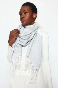 TRENDYOLMİLLA WHITE Tasseled Soft textured Women Scarf - Image 3