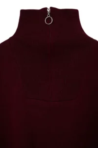 TRENDYOLMİLLA Burgundy Wide Pattern Zippered Knitwear Top and Bottom Set - Image 8