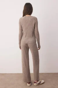 TRENDYOLMİLLA Mink Stone Basic Parmak Detailed Knitwear Top and Bottom Set - Image 4