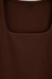 TRENDYOLMİLLA Brown Cotton Square Neck Regular Fit Knitting Blouse - Image 6