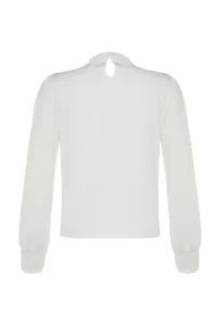 TRENDYOLMİLLA Ecru High Neck Regular Fit Gipe Detailed Flexible Knitting Blouse - Image 8