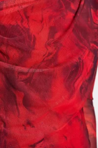 TRENDYOLMİLLA Red Tulle Fitted Lined Asymmetric Collar Knitting Blouse - Image 5