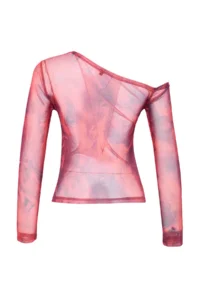 TRENDYOLMİLLA Red Tulle Fitted Lined Asymmetric Collar Knitting Blouse - Image 8