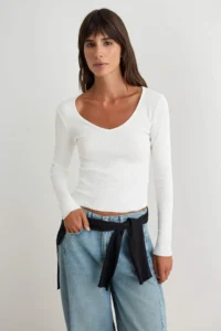TRENDYOLMİLLA Black-WHITE 2 Sets Package V-neck Fitted Cotton Flexible Knitting Blouse - Image 2