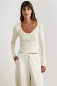TRENDYOLMİLLA Brown-Stone 2 Sets Package V-neck Fitted Cotton Flexible Knitting Blouse - Image 5