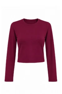 TRENDYOLMİLLA Plum Viscose Crew Neck Crop Flexible Knitting Blouse - Image 5
