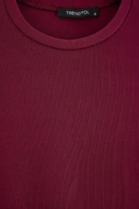 TRENDYOLMİLLA Plum Viscose Crew Neck Crop Flexible Knitting Blouse - Image 6