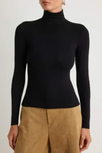 TRENDYOLMİLLA Black Soft Fabric Turtleneck Fitted Flexible Knitting Blouse - Image 3