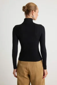 TRENDYOLMİLLA Black Soft Fabric Turtleneck Fitted Flexible Knitting Blouse - Image 4