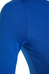 TRENDYOLMİLLA Saks BLUE Cotton Flexible Boat Neck Fitted Flexible Knitting Blouse - Image 7