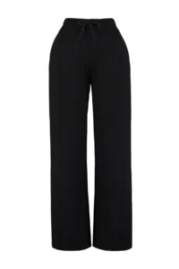 TRENDYOLMİLLA Black Thick Extra Wide Leg High Waist Knitting Sweatpants Pants - Image 6