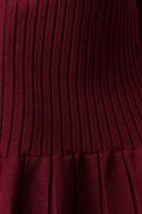 TRENDYOLMİLLA Burgundy Mini pleated Knit Dress - Image 4