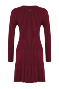 TRENDYOLMİLLA Burgundy Mini pleated Knit Dress - Image 7