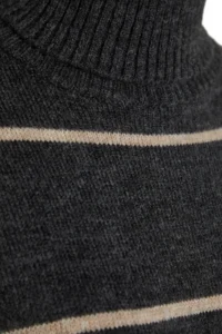 TRENDYOLMİLLA Anthracite Maxi Wide Pattern Soft textured Knit Dress - Image 7