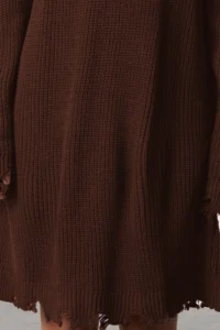 TRENDYOLMİLLA Brown Short/Mini Wide Pattern Flowing Detailed Knit Dress - Image 3