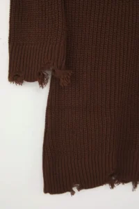 TRENDYOLMİLLA Brown Short/Mini Wide Pattern Flowing Detailed Knit Dress - Image 6
